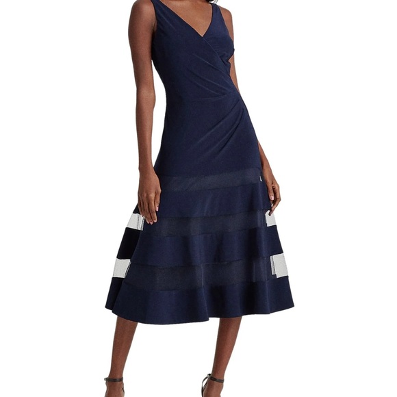 Ralph Lauren Dresses & Skirts - NWT Ralph Lauren Navy Blue Sleeveless Ruched tulle panel a-line Dress